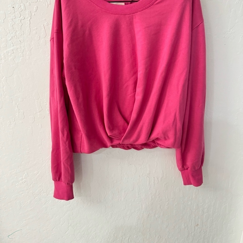 Anthropologie Maeve Twist Front Waist Length Pink Butter Soft Sweatshirt XS - Picture 5 of 6